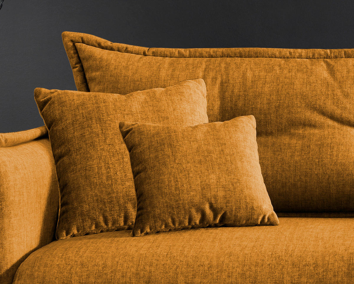 ECKSOFA in Velours Gelb  255/180 cm  - Gelb/Multicolor, MODERN, Textil/Metall (255/180cm) - Livetastic