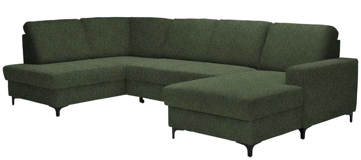 WOHNLANDSCHAFT in Webstoff Grün  - Schwarz/Grün, Konventionell, Textil/Metall (185/317/167cm) - Stylife