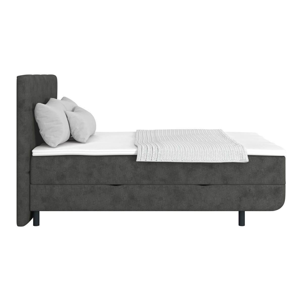 POLSTERBETT Bettkasten, Topper 140/200 cm  in Dunkelgrau  - Dunkelgrau/Schwarz, MODERN, Kunststoff/Textil (140/200cm) - MID.YOU