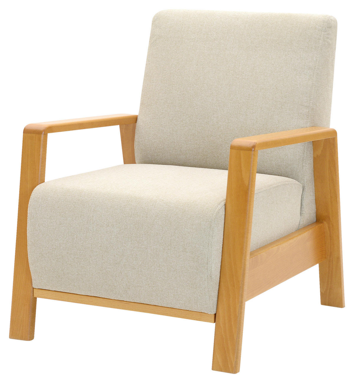 KŘESLO, textil, béžová - barvy vlašských ořechů/béžová, Basics, dřevo/textil (68/89/81cm) - Cantus