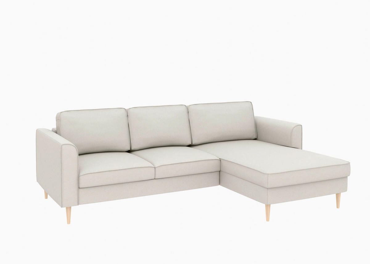 ECKSOFA in Struktur Sandfarben  232/161 cm  - Sandfarben/Buchefarben, MODERN, Holz/Textil (232/161cm) - Trendmanufaktur