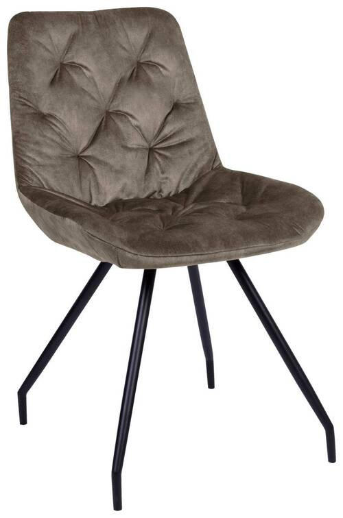 STUHL Samt Schwarz, Taupe  - Taupe/Schwarz, Design, Textil/Metall (51/88/66cm) - Novel
