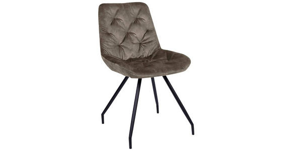 STUHL Samt Schwarz, Taupe - Taupe/Schwarz, Design, Textil/Metall (51/88/66cm) - Novel