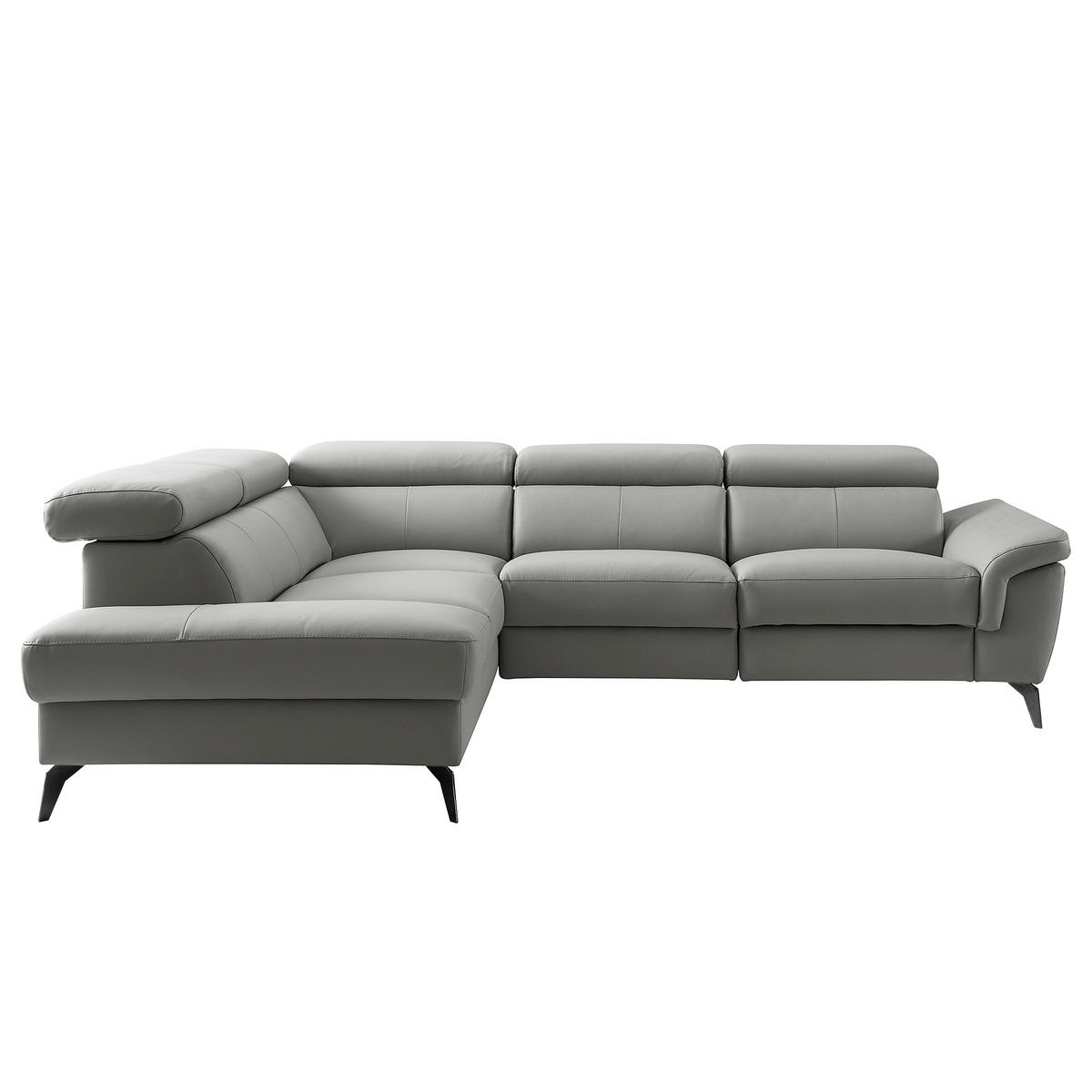 ECKSOFA SONO in Lederlook Echtleder Anthrazit Armteilverstellung, Kopfteilverstellung  210/265 cm  - Anthrazit/Schwarz, Design, Leder/Textil (210/265cm) - Livetastic