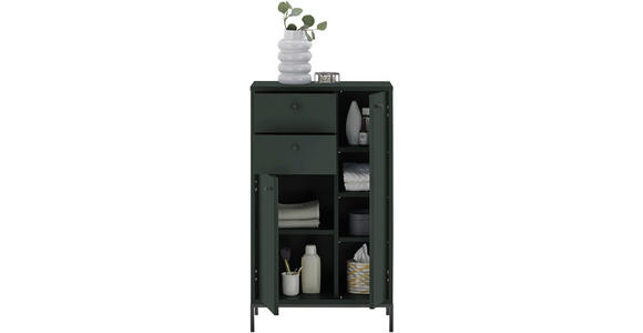 HIGHBOARD MOSGRON, 60/106/32 cm, 2 Schublade(n)  - Schwarz/Grün, KONVENTIONELL, Holzwerkstoff/Kunststoff (60/106/32cm) - Xora
