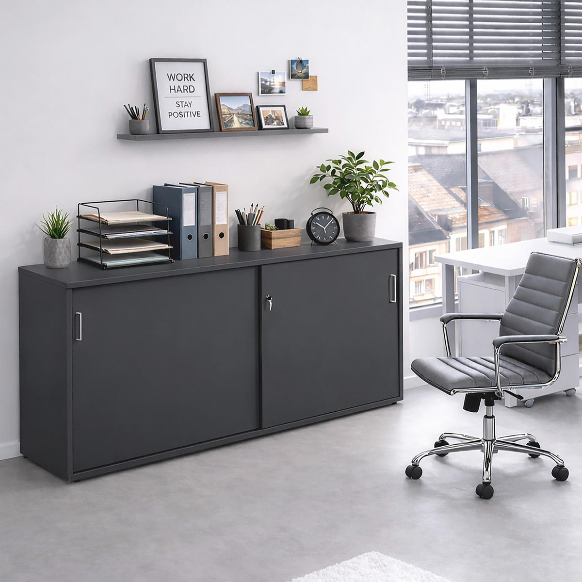 AKTENSCHRANK Anthrazit  - Anthrazit, KONVENTIONELL, Holzwerkstoff (160/84,2/41cm) - MID.YOU