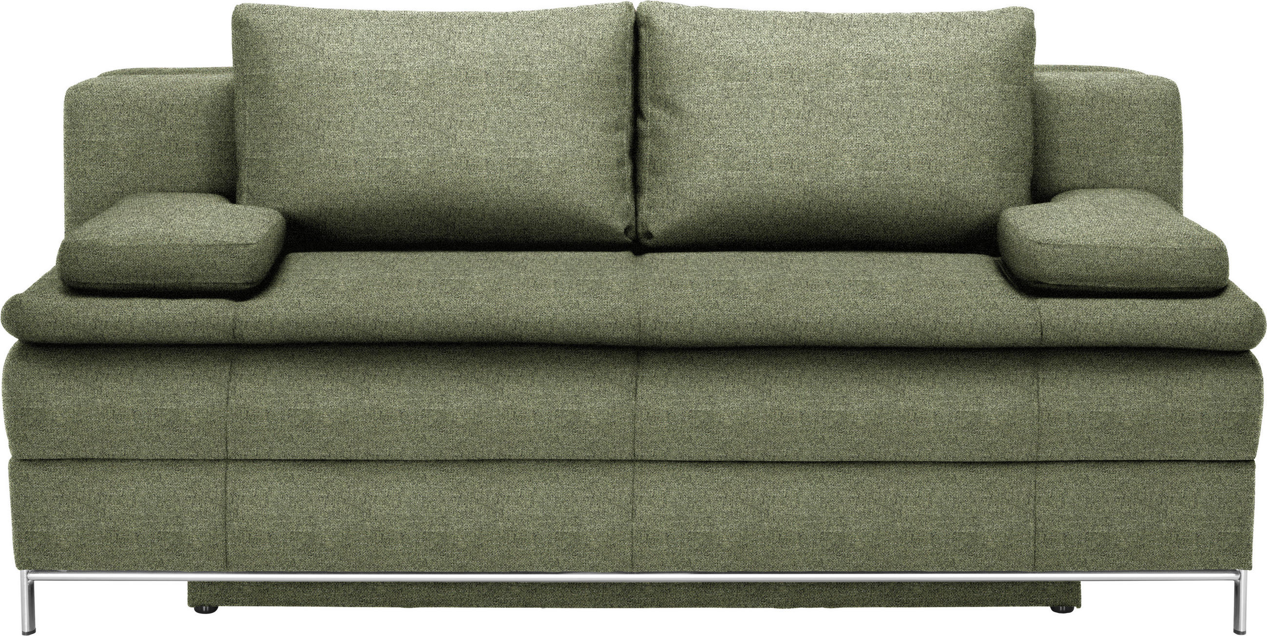 BOXSPRINGSOFA Flachgewebe Grün  - Chromfarben/Grün, Design, Textil/Metall (200/93/107cm) - Novel