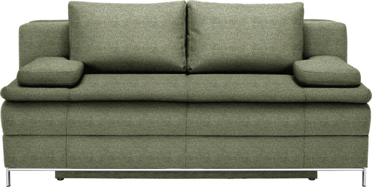 BOXSPRINGSOFA Flachgewebe Grün  - Chromfarben/Grün, Design, Textil/Metall (200/93/107cm) - Novel