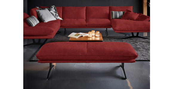 WOHNLANDSCHAFT in Echtleder Rot - Rot/Schwarz, Natur, Leder/Metall (217/359/155cm) - Dieter Knoll