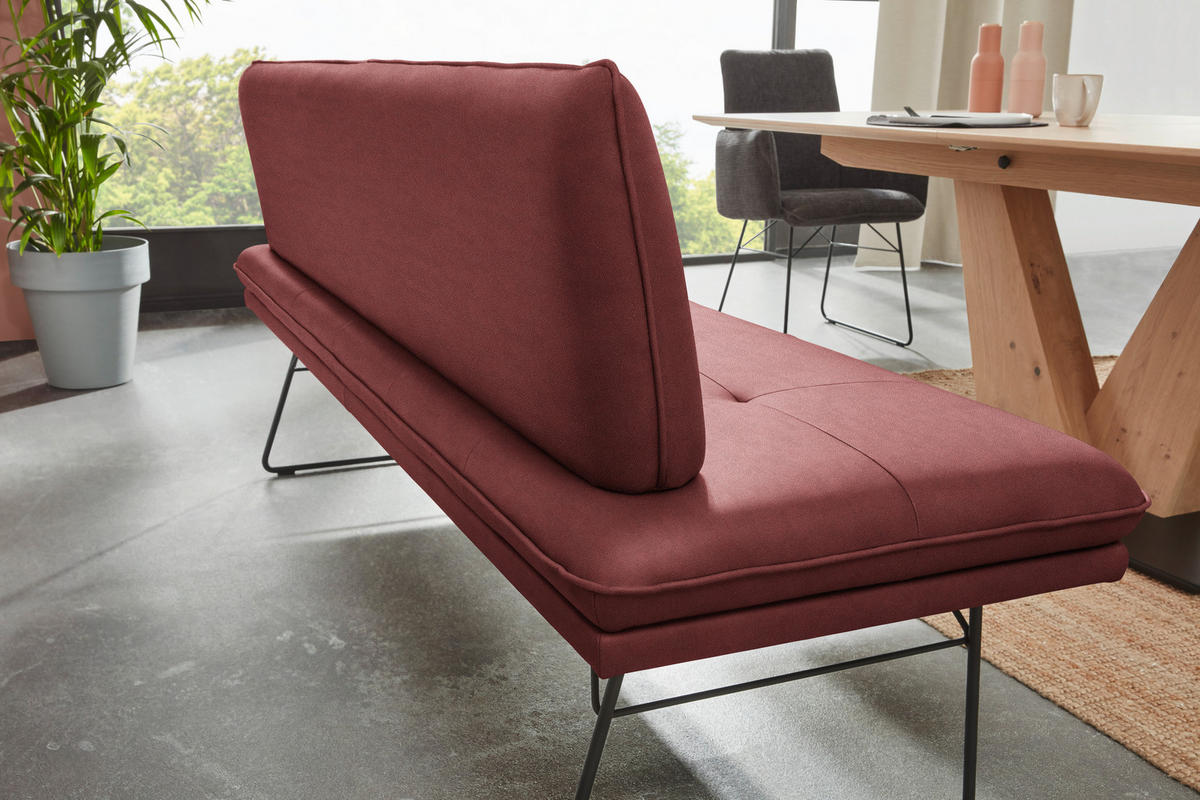 SITZBANK in Metall, Textil Schwarz, Bordeaux  - Bordeaux/Schwarz, Design, Textil/Metall (195/87/65cm) - Dieter Knoll