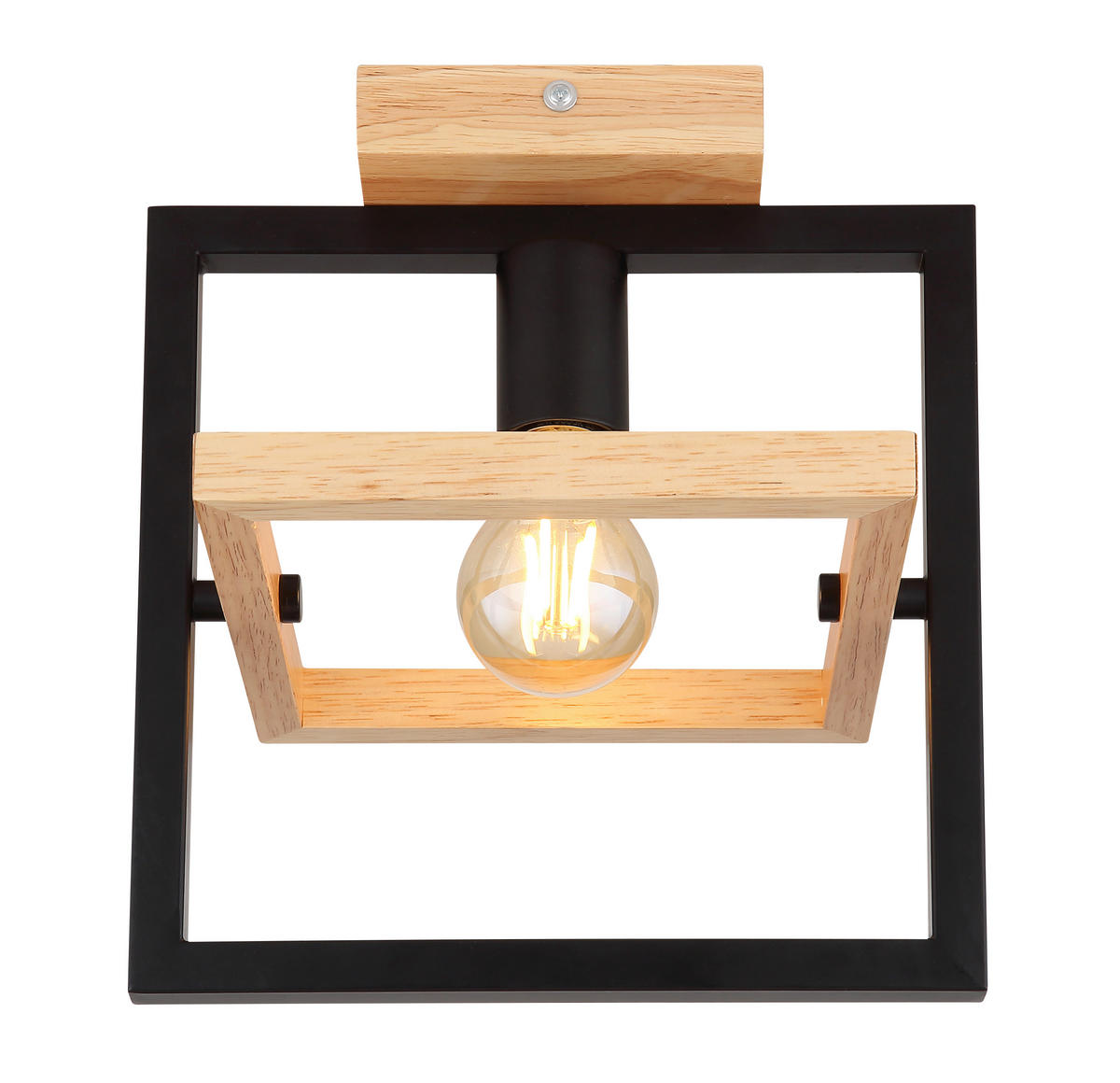 DECKENLEUCHTE    25/19,8/28 cm  - Dunkelbraun/Schwarz, Natur, Holz/Metall (25/19,8/28cm) - Globo