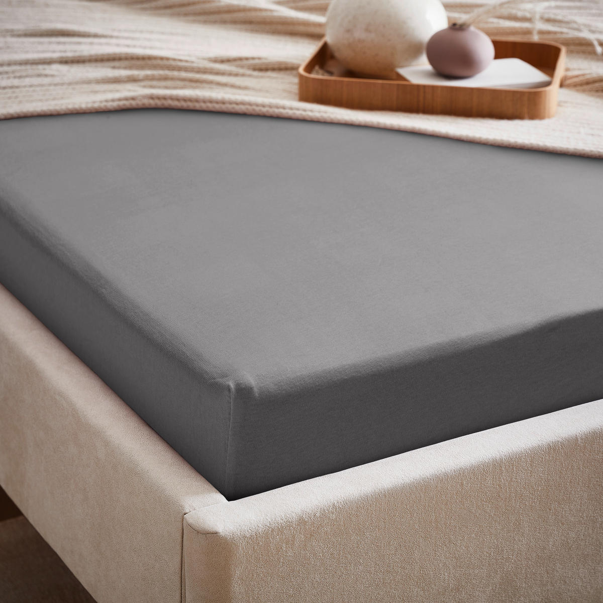 SPANNLEINTUCH 120/220 cm  - Anthrazit, Basics, Textil (120/220cm) - Dieter Knoll