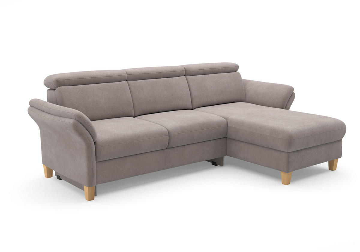 ECKSOFA GLENDALE E Taupe Flachgewebe  - Taupe/Eichefarben, KONVENTIONELL, Holz/Textil (253/166cm) - Sit & More
