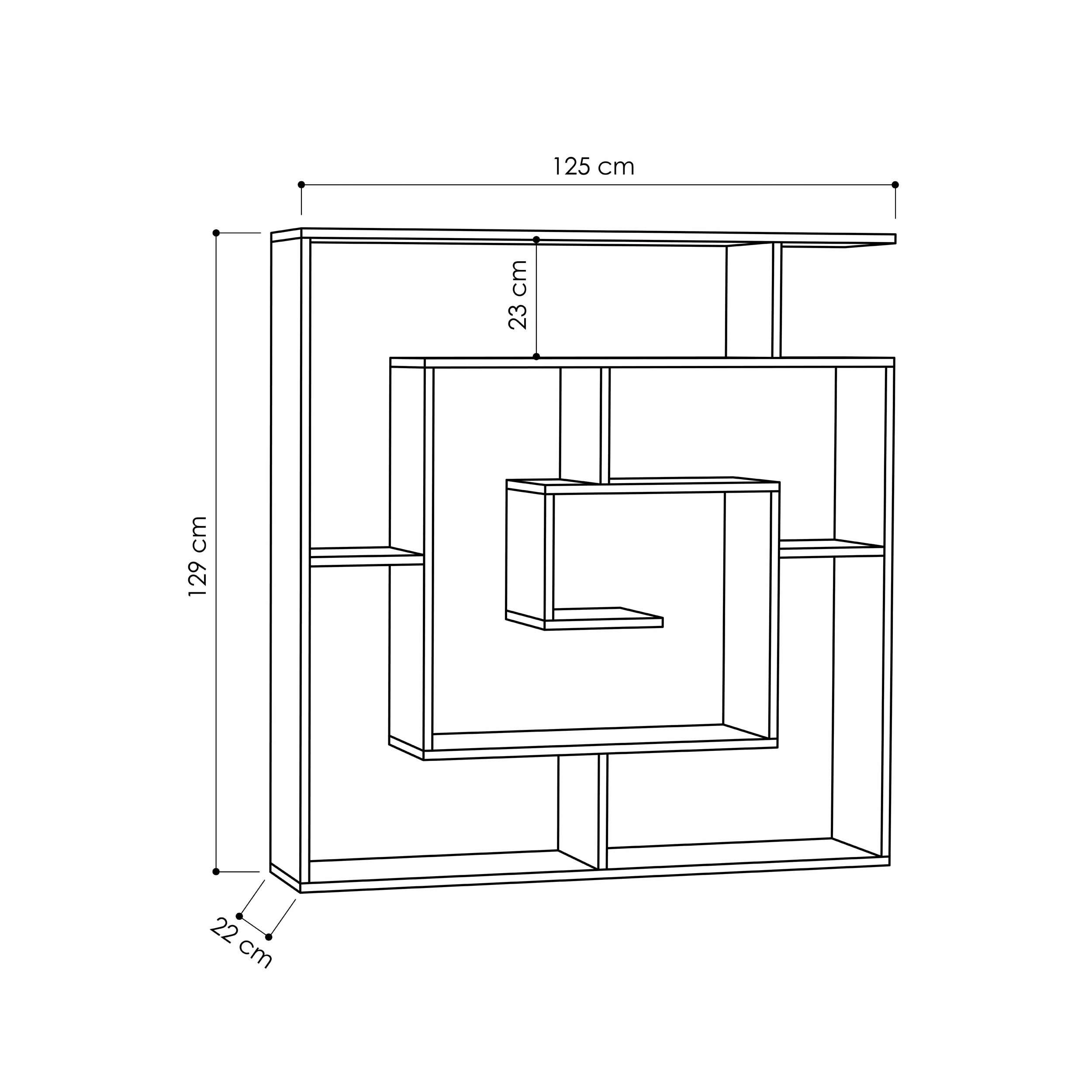 BOKHYLLA i 125/129/22 cm vit  - vit, Design, trämaterial (125/129/22cm) - Livetastic