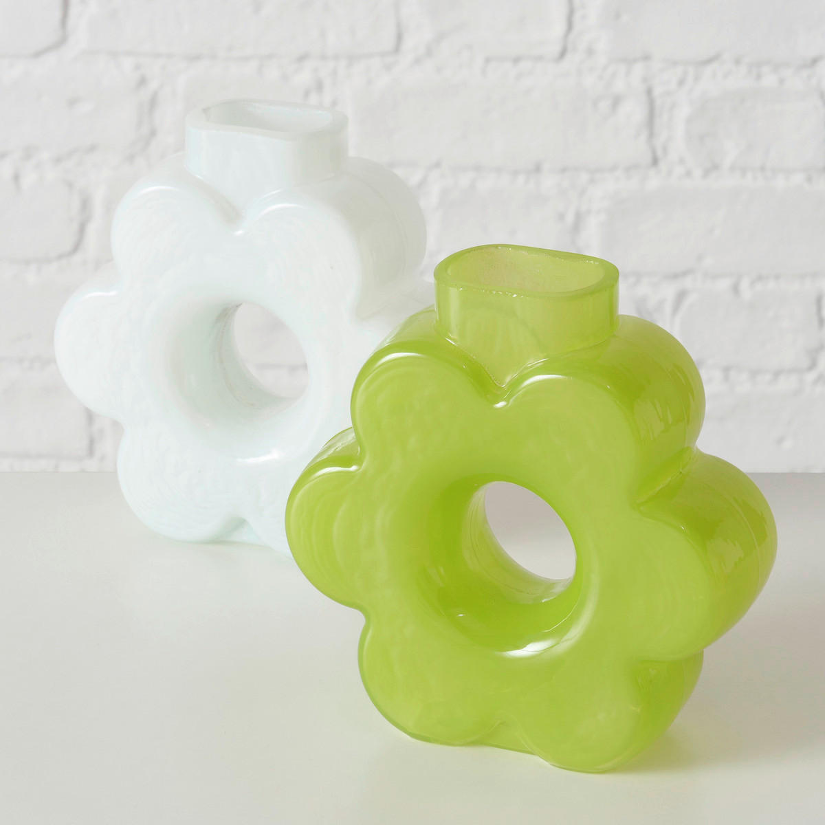 DEKORVAS  - vit/grön, Klassisk, glas (16/5,5/16cm)