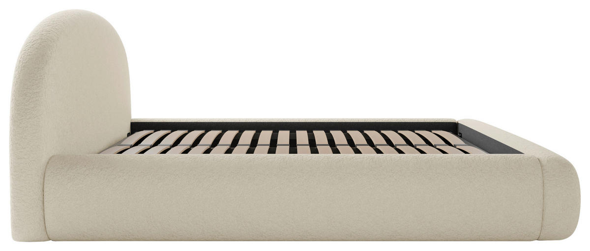 POLSTERBETT 160/200 cm,  in Beige, gepolstertes Kopfteil, Lattenrost, Bettkasten,  - Beige/Schwarz, Design, Holz/Textil (160/200cm) - Chameo
