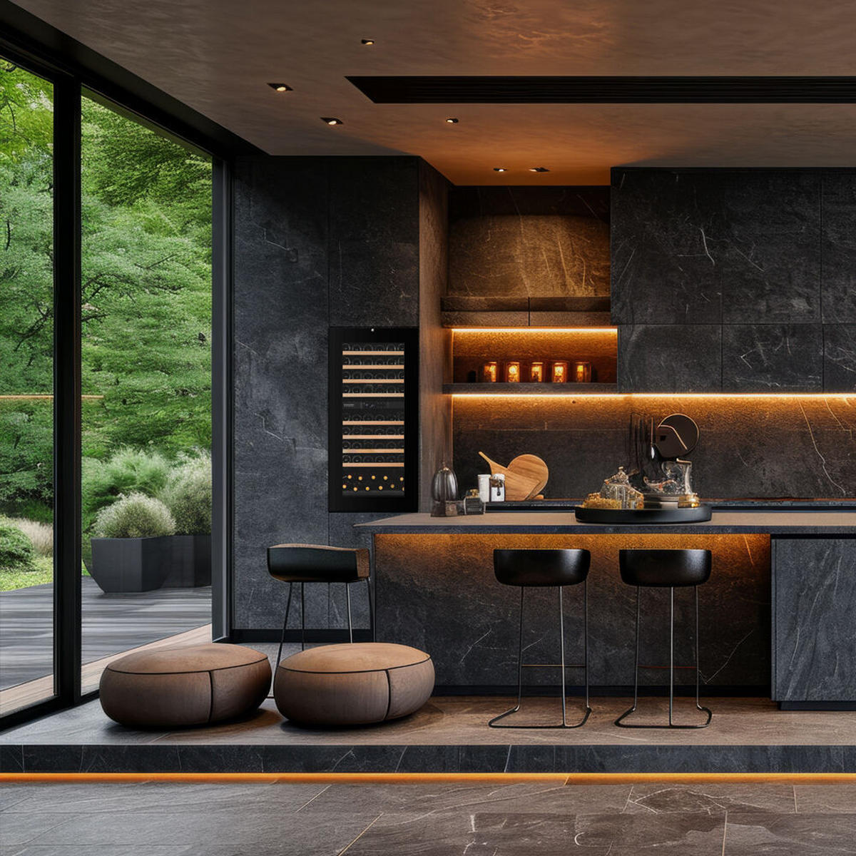 WEINKÜHLSCHRANK DXB-65.154DB.TO  - Schwarz, Basics, Glas/Holz (59,5/123,1/57,1cm)