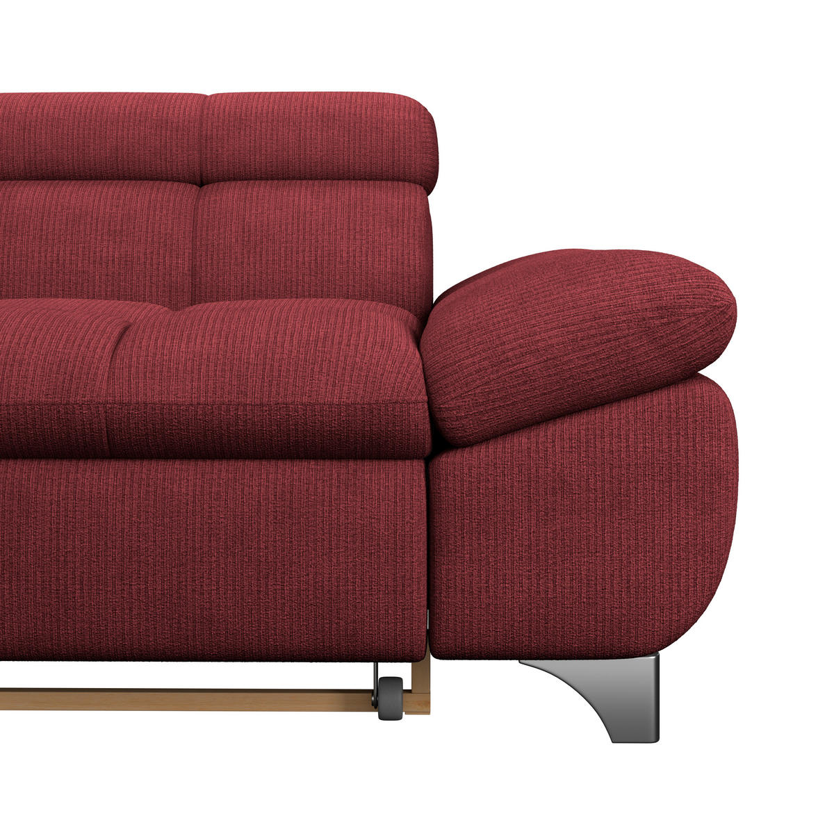 ECKSOFA Bordeaux Chenille  - Chromfarben/Bordeaux, KONVENTIONELL, Textil/Metall (234/312cm) - Livetastic