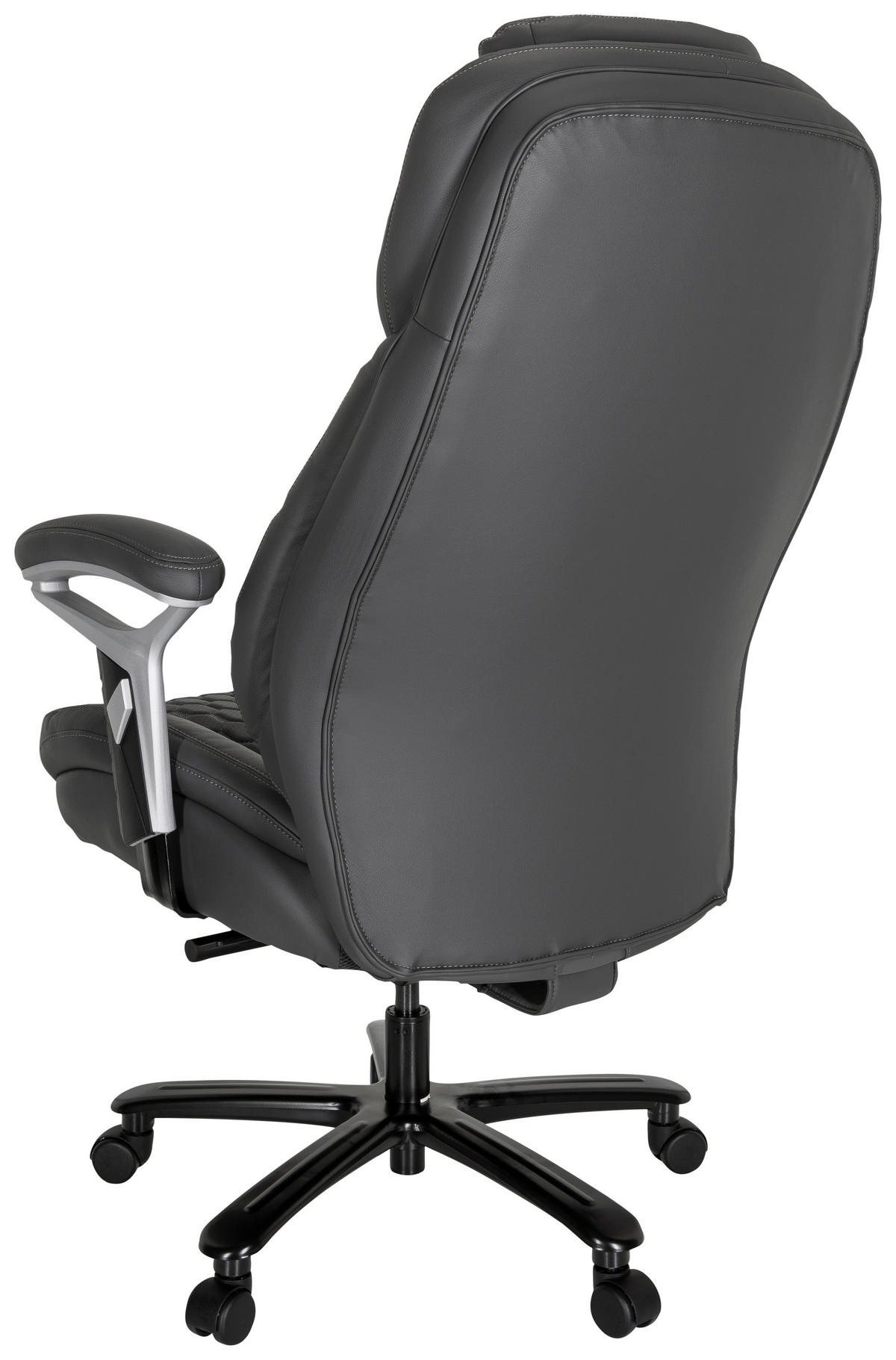 CHEFSESSEL Lederlook Grau, Silberfarben  - Silberfarben/Grau, MODERN, Kunststoff/Textil (73/138/85cm) - MID.YOU