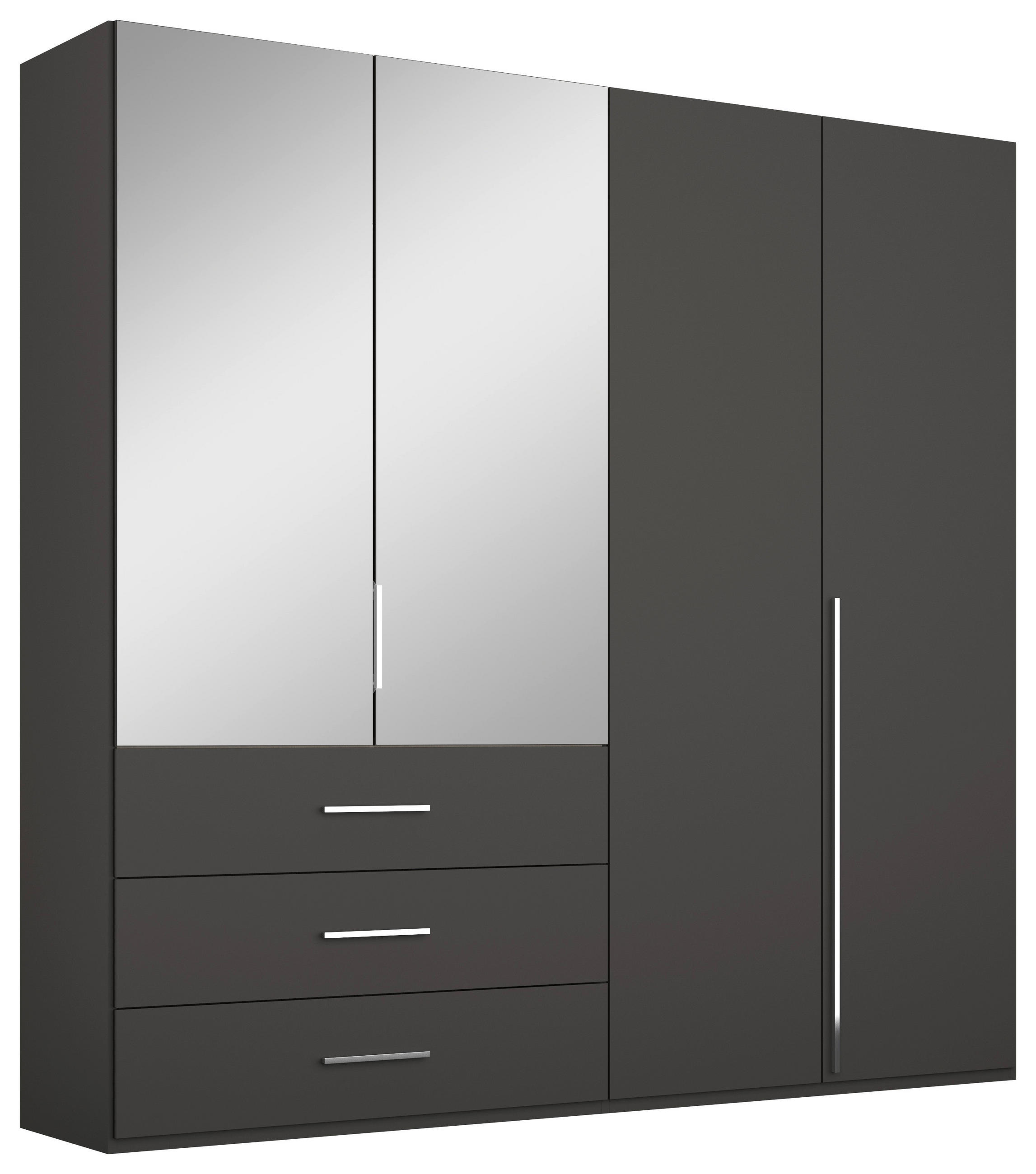 DREHTÜRENSCHRANK 201/223/60 cm,  in Graphitfarben, 4-türig  - Chromfarben/Graphitfarben, Design, Glas/Holzwerkstoff (201/223/60cm) - home24