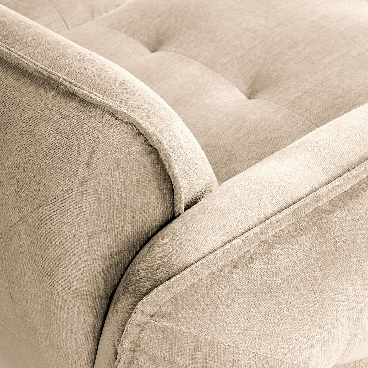 ECKSOFA in Chenille Creme  - Creme/Schwarz, Modern, Kunststoff/Textil (184/269cm) - Trendmanufaktur