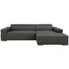 Ecksofa inkl. Funktion DUA Anthrazit Echtleder  - Chromfarben/Anthrazit, Design, Leder/Metall (293/170cm) - Novel