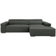 ECKSOFA DUA in Echtleder Anthrazit  293/170 cm  - Chromfarben/Anthrazit, Design, Leder/Metall (293/170cm) - Novel