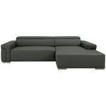ECKSOFA DUA in Echtleder Anthrazit  293/170 cm  - Chromfarben/Anthrazit, Design, Leder/Metall (293/170cm) - Novel