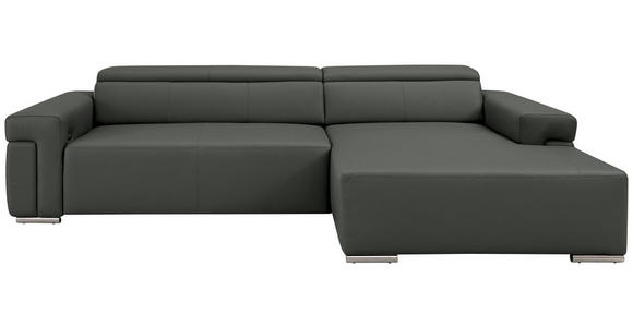 ECKSOFA DUA in Echtleder Anthrazit  293/170 cm  - Chromfarben/Anthrazit, Design, Leder/Metall (293/170cm) - Novel