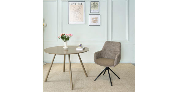 ARMLEHNSTUHL  Stoffauswahl, Sitzfläche 360° drehbar Webstoff  - Taupe/Schwarz, Design, Textil/Metall (59/91/69cm) - Novel