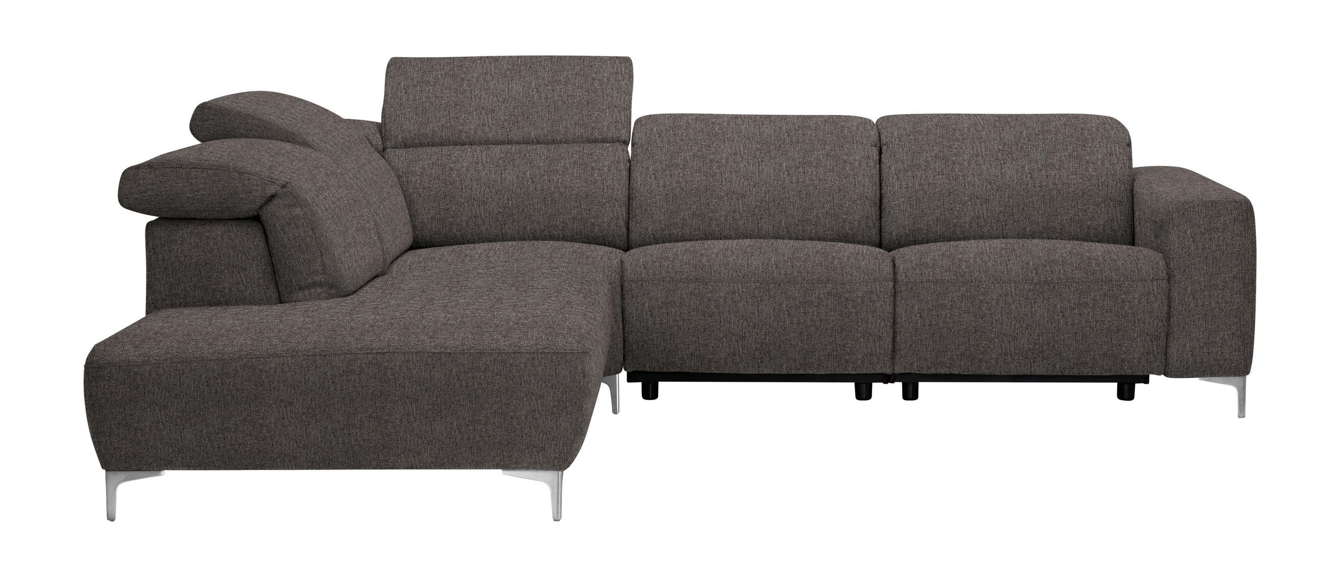 ECKSOFA Graubraun Flachgewebe  - Graubraun, Design, Textil/Metall (238/290cm) - Pure Home Lifestyle