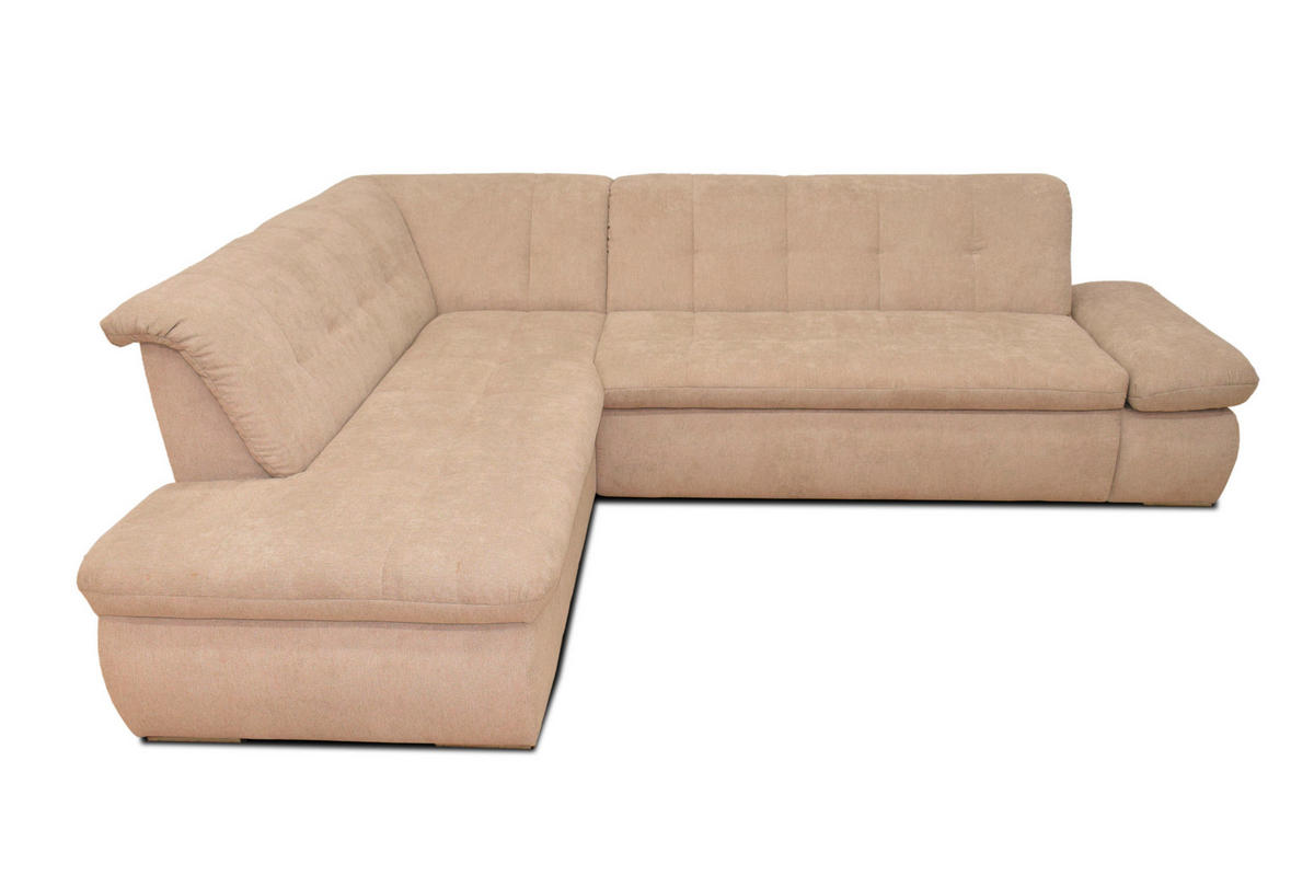 ECKSOFA in Mikrofaser Beige  216/273 cm  - Chromfarben/Beige, KONVENTIONELL, Textil/Metall (216/273cm) - MID.YOU