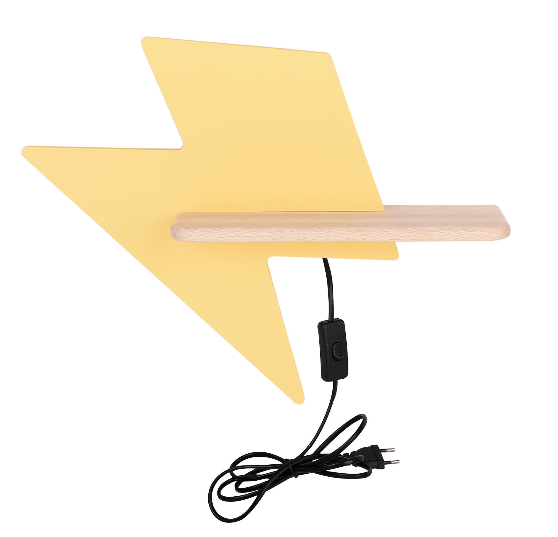 VÄGGLAMPA FÖR BARN LIGHTNING 40/12/31 cm   - gul, Basics, metall/trämaterial (40/12/31cm)
