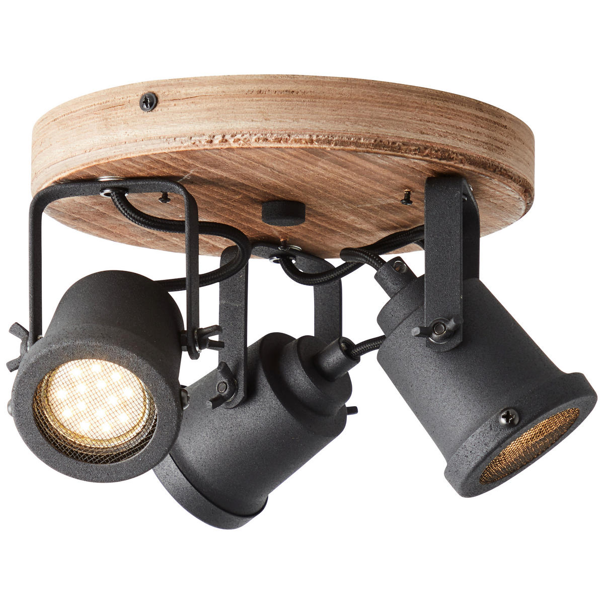 DECKENSTRAHLER Inge 26/13 cm   - Schwarz/Braun, KONVENTIONELL, Holz/Metall (26/13cm) - Brilliant