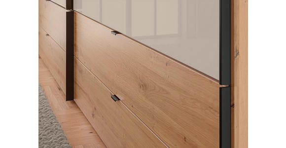 SCHWEBETÜRENSCHRANK 252/222/68 cm 2-türig Eiche Artisan, Elfenbein  - Elfenbein/Schwarz, Design, Glas/Holzwerkstoff (252/222/68cm) - Dieter Knoll