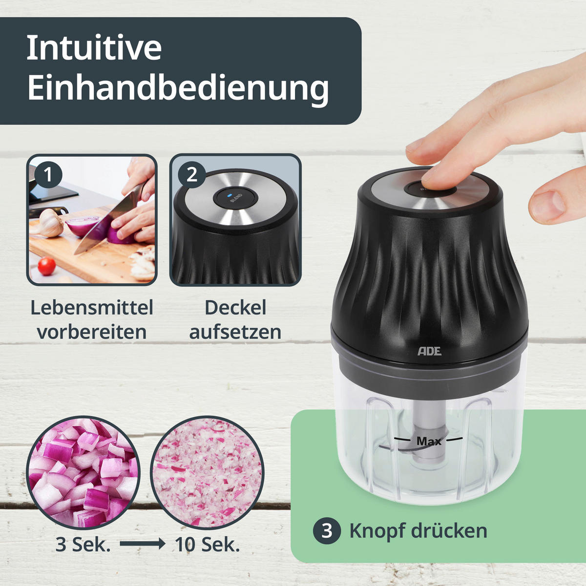 UNIVERSALZERKLEINERER  - Schwarz, Basics, Kunststoff/Metall (8,8/8,8/13,4cm) - ADE