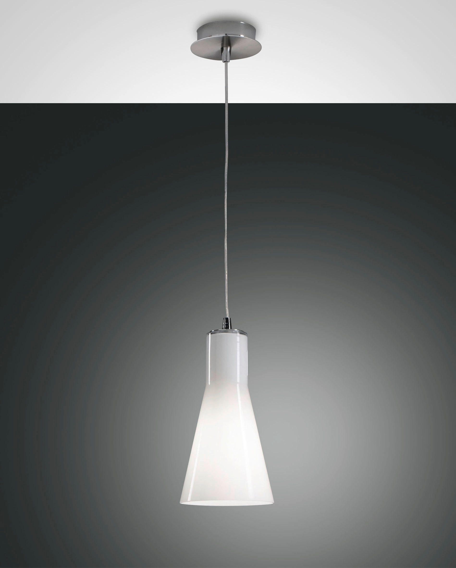 PENDELLEUCHTE Diana 14/200 cm   - Weiß, Design, Glas/Metall (14/200cm) - Fabas Luce