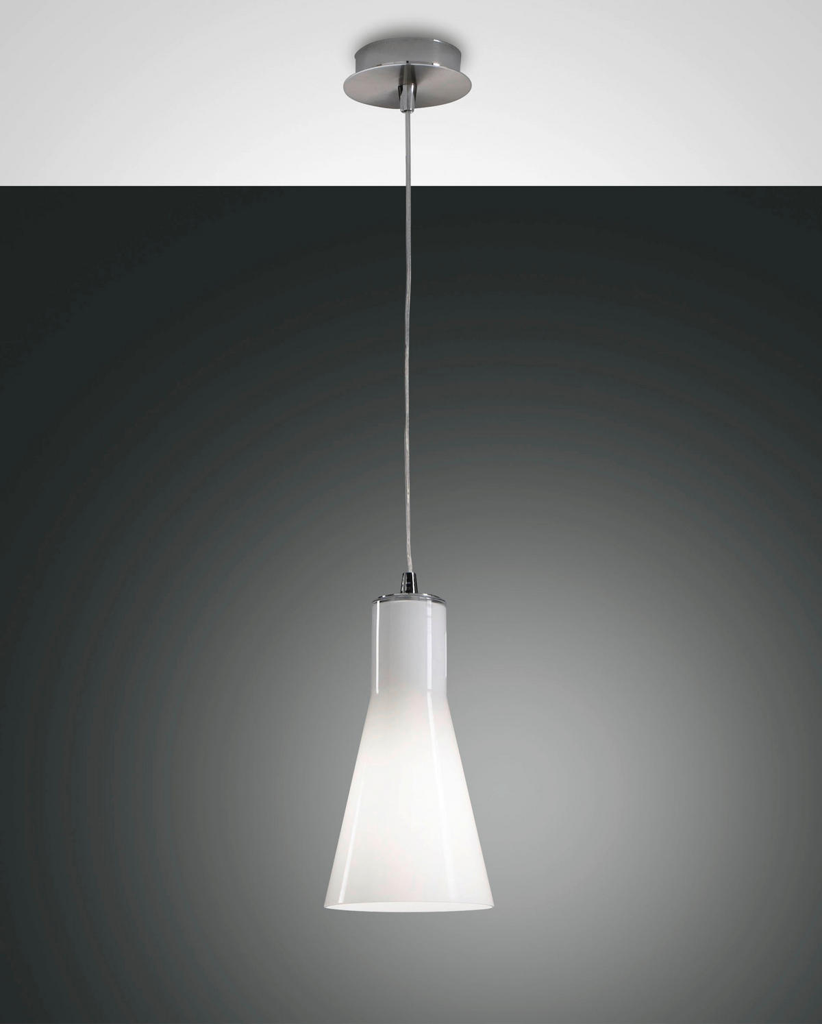 PENDELLEUCHTE Diana 14/200 cm   - Weiß, Design, Glas/Metall (14/200cm) - Fabas Luce