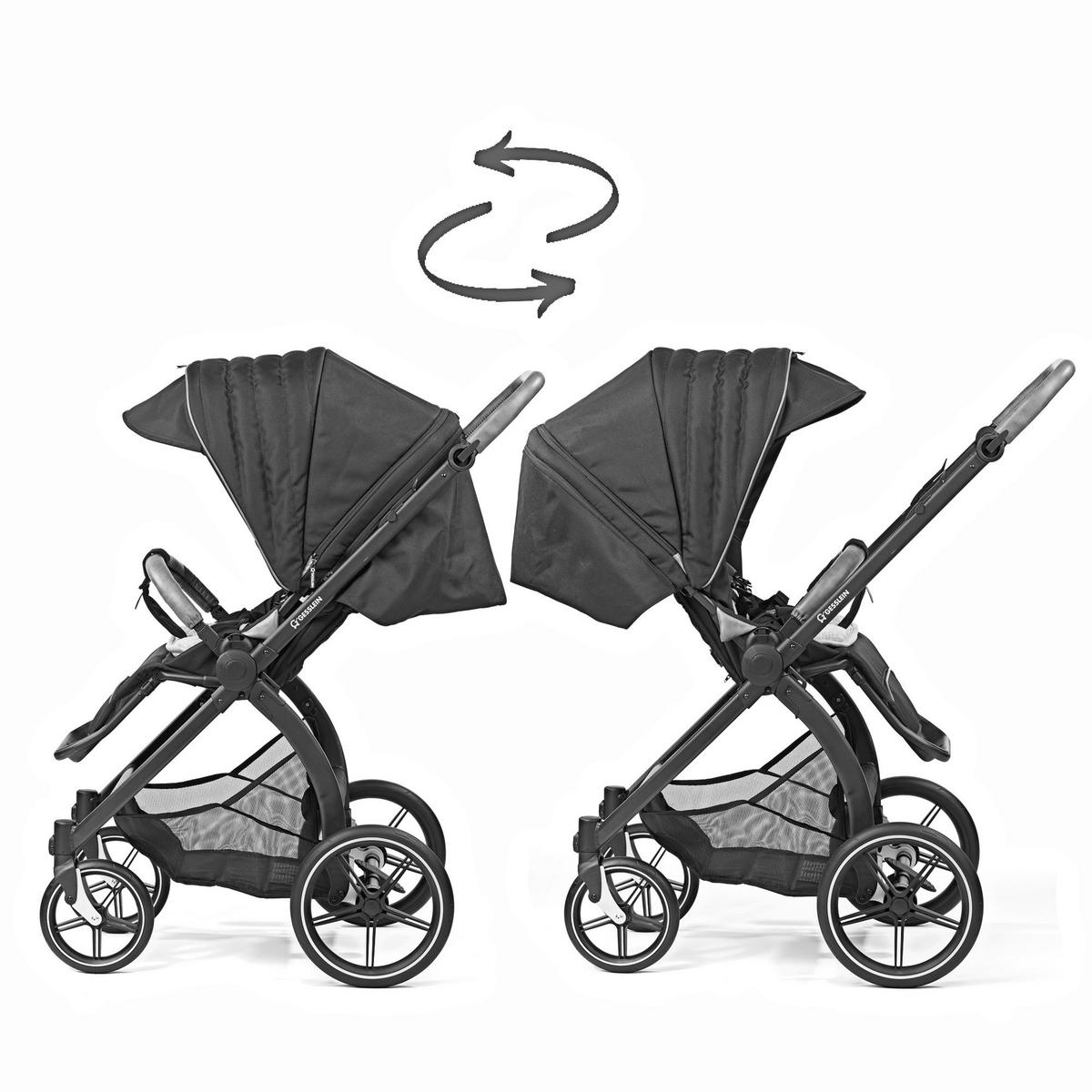 KOMBIKINDERWAGEN FX4 Swing Set mit Handbremse  - Greige/Schwarz, Basics, Textil (100/55/130cm) - Gesslein