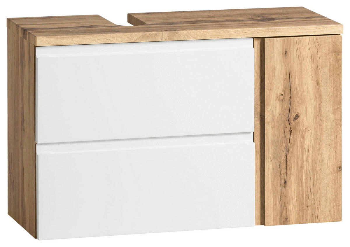WASCHBECKENUNTERSCHRANK 85/56/35 cm  - Eiche Wotan/Weiß, MODERN, Holzwerkstoff (85/56/35cm) - Held