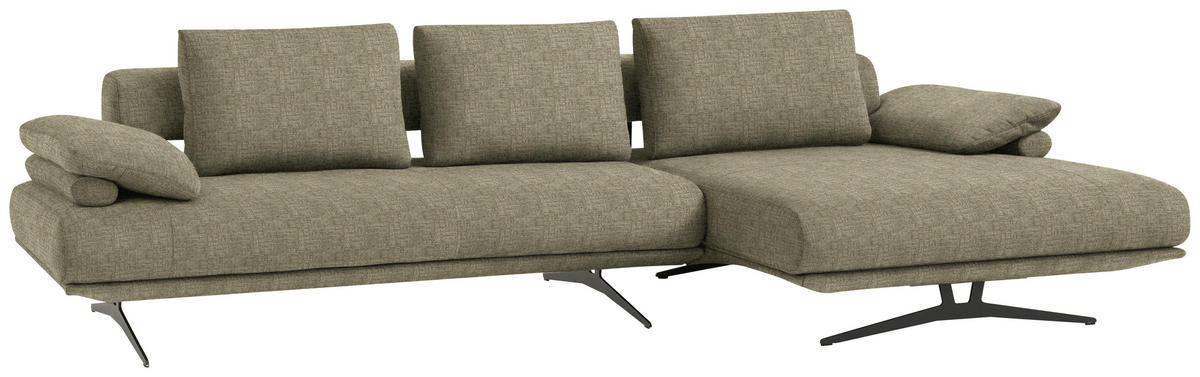 ECKSOFA in Chenille Hellgrün  - Schwarz/Hellgrün, Design, Textil/Metall (334/168cm) - Dieter Knoll