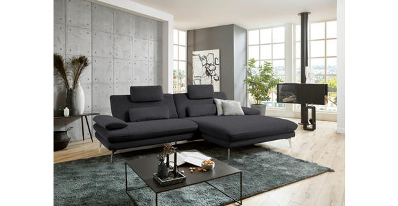 ECKSOFA Anthrazit Webstoff  - Anthrazit/Schwarz, Design, Textil/Metall (284/184cm) - Dieter Knoll