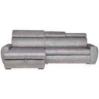 ECKSOFA in Velours Grau  - Chromfarben/Grau, Design, Kunststoff/Textil (276/173cm) - Stylife