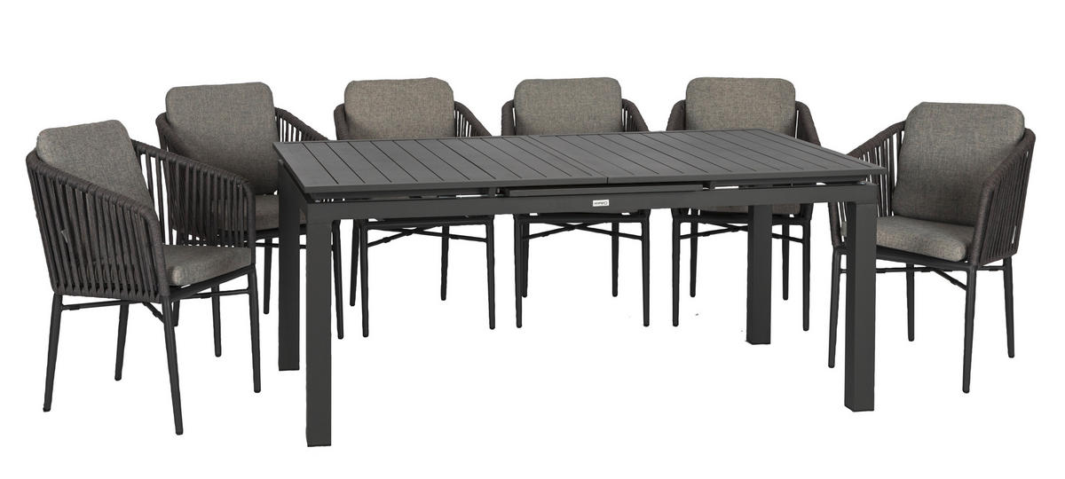 GARTENSET beschichtet Aluminium  - Anthrazit/Grau, Basics, Textil/Metall (180/240/100/70cm) - Gardenson