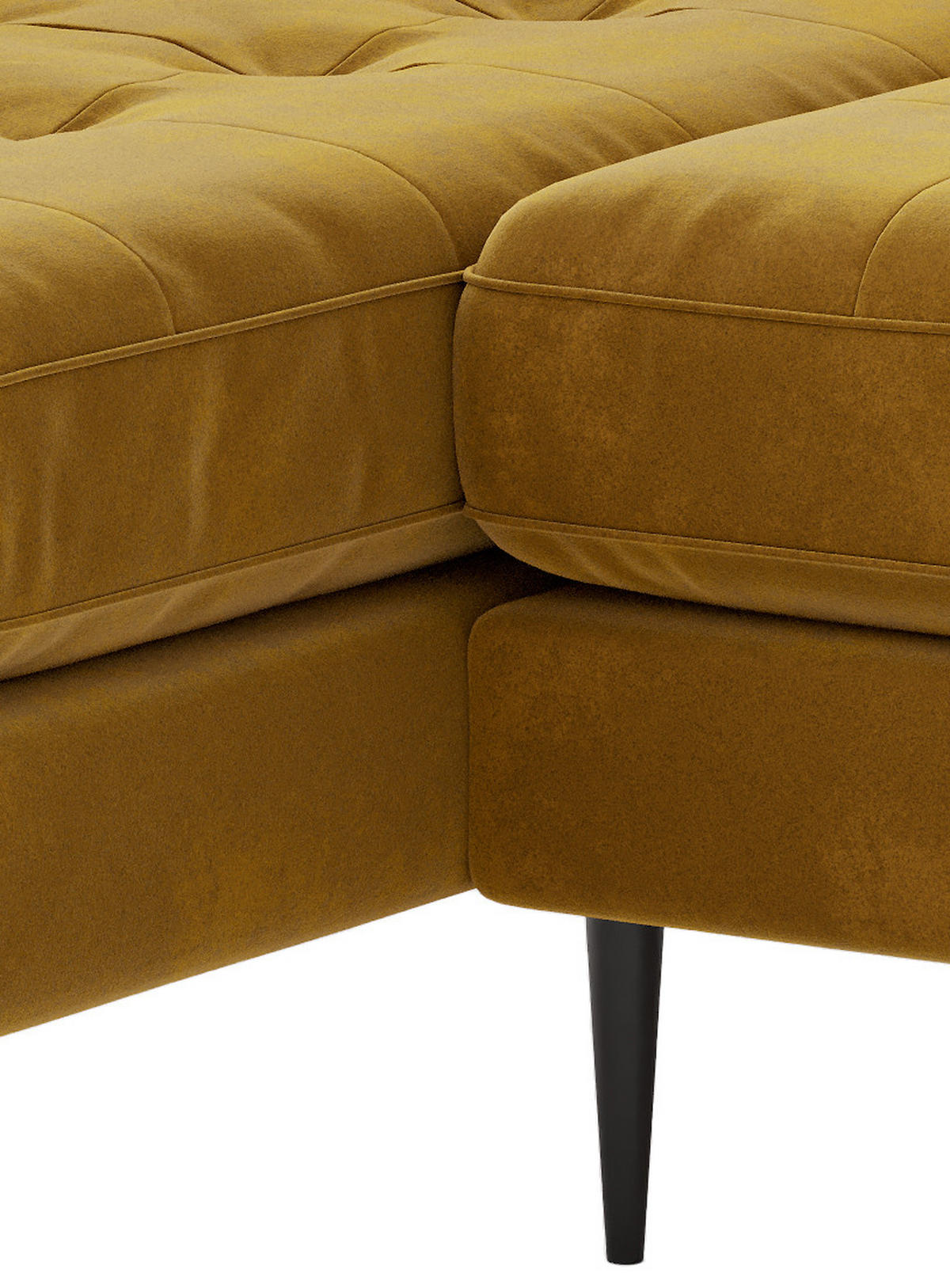 ECKSOFA in Flachgewebe Senfgelb  259/205 cm  - Edelstahlfarben/Gelb, Design, Textil/Metall (259/205cm) - Livetastic