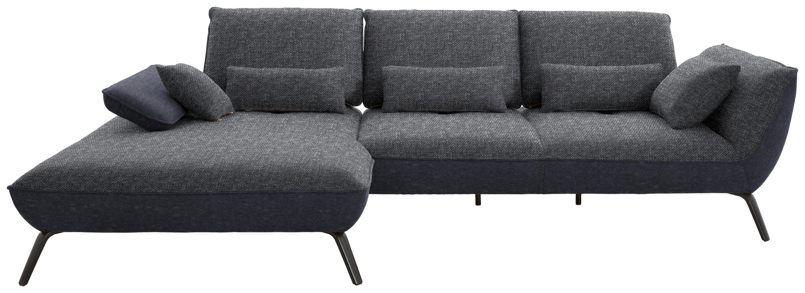 ECKSOFA in Flachgewebe Anthrazit  - Anthrazit/Schwarz, Design, Textil/Metall (191/301cm) - Moderano