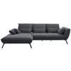 ECKSOFA in Flachgewebe Anthrazit  - Anthrazit/Schwarz, Design, Textil/Metall (191/301cm) - Moderano