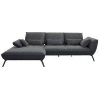 ECKSOFA in Flachgewebe Anthrazit  191/301 cm  - Anthrazit/Schwarz, Design, Textil/Metall (191/301cm) - Moderano
