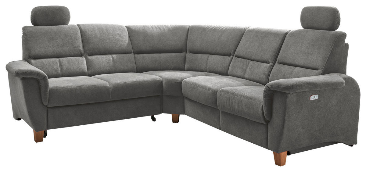 ECKSOFA Dunkelgrau Struktur  - Wildeiche/Dunkelgrau, KONVENTIONELL, Holz/Textil (238/241cm) - Livetastic