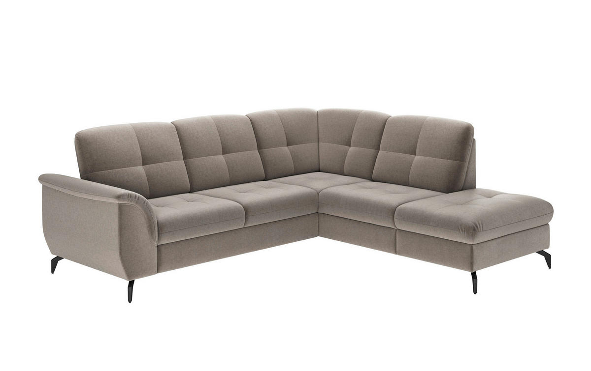 ECKSOFA ZORA E Taupe Flachgewebe  - Taupe/Schwarz, MODERN, Textil/Metall (244/212cm) - Sit & More